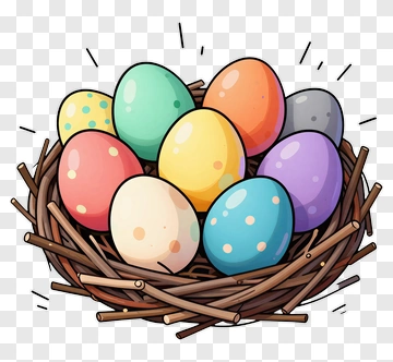 Colorful Easter Eggs In A Nest PNG
