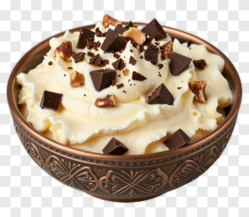 Chocolate Dessert With Whipped Cream And Nuts PNG