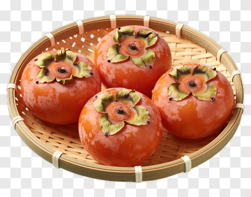 Colorful Fruit Basket With Persimmons PNG