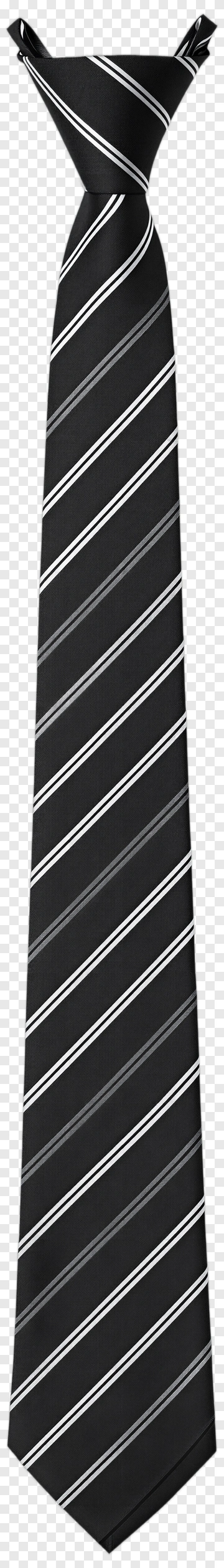 Black And White Striped Tie PNG