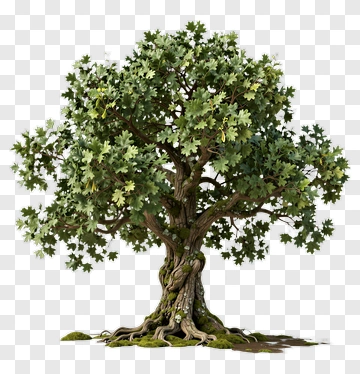 Detailed Tree With Green Leaves PNG