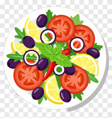 Colorful Salad With Tomatoes, Olives, And Lemons PNG