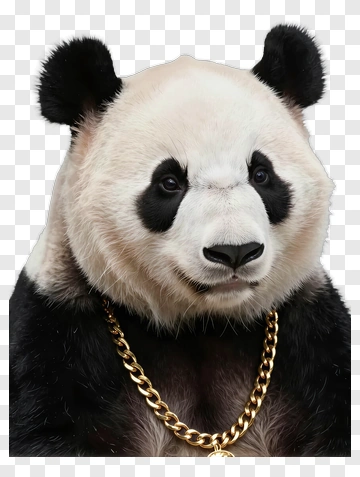 Panda Wearing A Gold Chain PNG