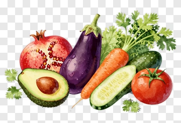 Watercolor Vegetables And Fruits Arrangement PNG