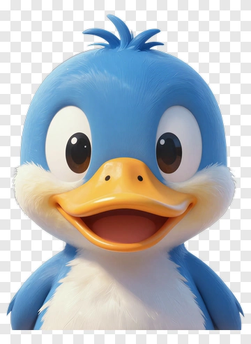 Cartoon Blue Duck Smiling PNG