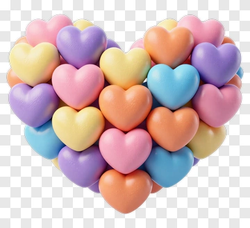 Colorful Heart-Shaped Candy Arrangement PNG