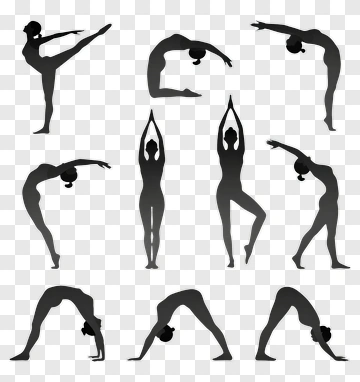 Silhouette Gymnast Performing Various Poses PNG