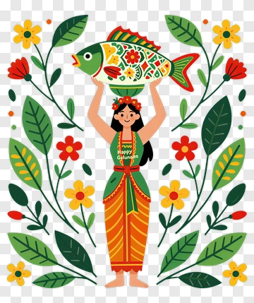 Woman Holding A Colorful Fish PNG