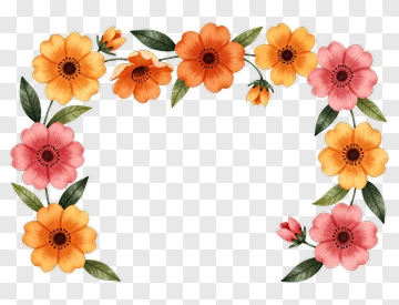 Colorful Floral Frame PNG