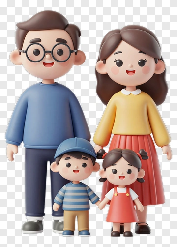 Cartoon Family Smiling Together PNG