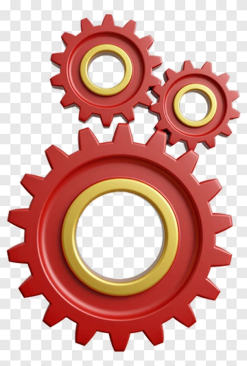 Red Gears With Gold Accents PNG