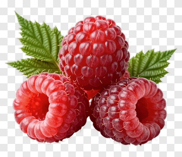 Fresh Raspberries With Green Leaves PNG