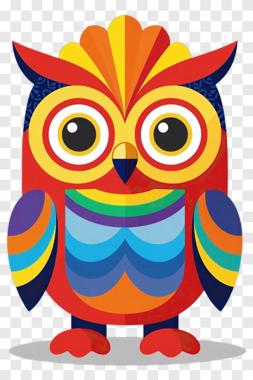 Colorful Owl Illustration PNG