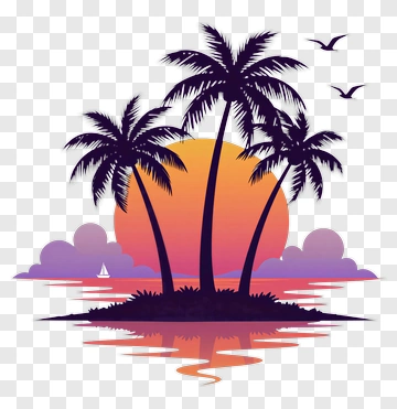 Tropical Sunset With Palm Trees PNG