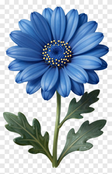 Blue Flower With Green Leaves PNG