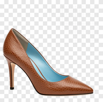 Brown High Heel Shoe With Blue Interior PNG
