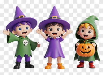 Cartoon Children In Halloween Costumes PNG