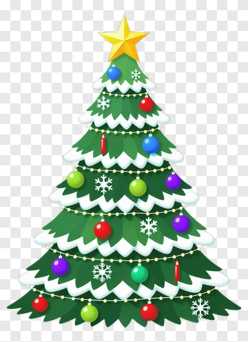 Colorful Christmas Tree With Ornaments And Star PNG