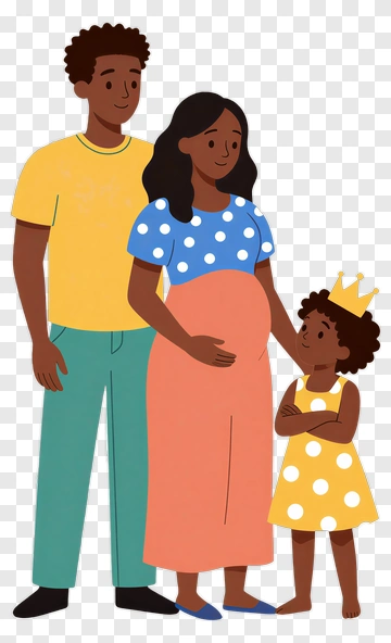 Happy Family With Expecting Mother And Child PNG