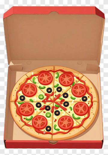 Pizza In A Red Takeout Box PNG