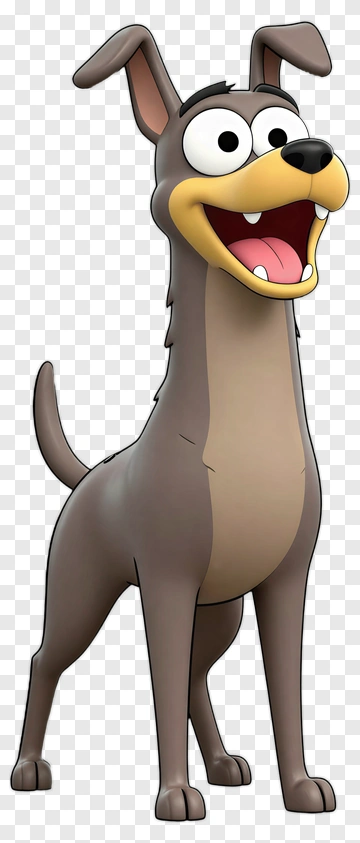 Cartoon Dog Standing With A Happy Expression PNG