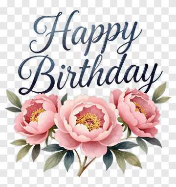Happy Birthday Floral Arrangement PNG