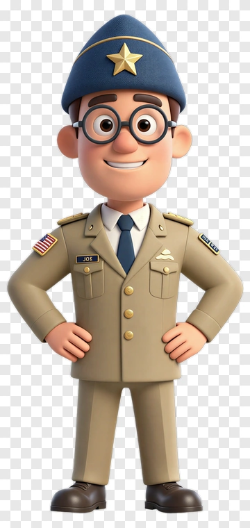 Cartoon Soldier Character In Uniform PNG