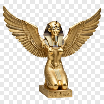 Golden Winged Goddess Sculpture PNG