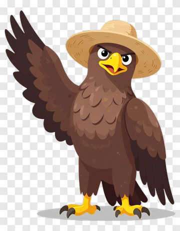 Cartoon Eagle Wearing A Hat PNG