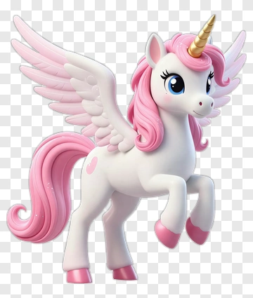 3D Unicorn With Wings And Pink Mane PNG