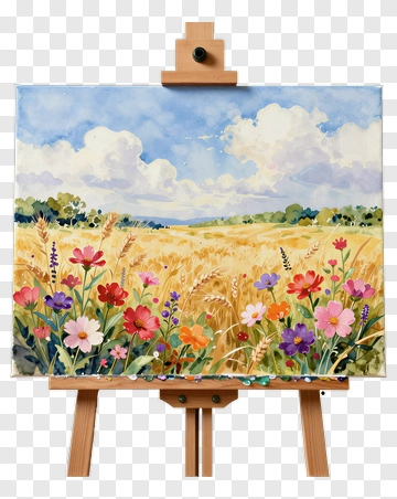 Colorful Floral Landscape Painting PNG