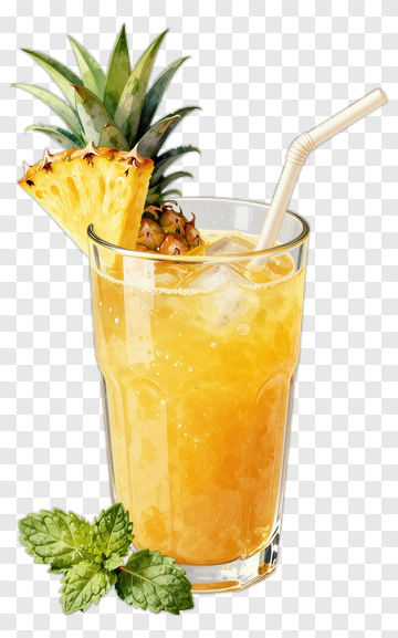 Pineapple Juice With Mint Garnish PNG