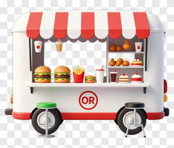Food Truck With Burgers And Fries PNG