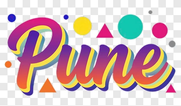 Colorful Pune Text With Geometric Shapes PNG