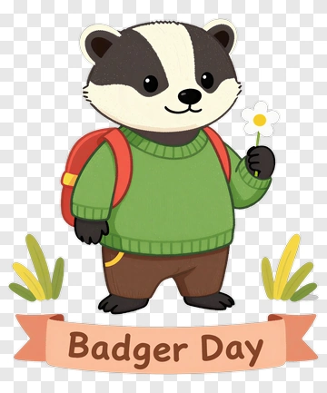 Cartoon Badger Celebrating Badger Day PNG
