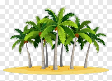 Group Of Palm Trees On Sandy Island PNG