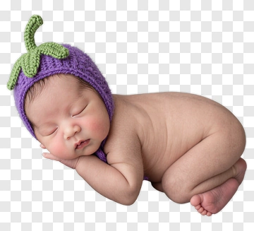 Baby Wearing A Purple Vegetable Hat PNG