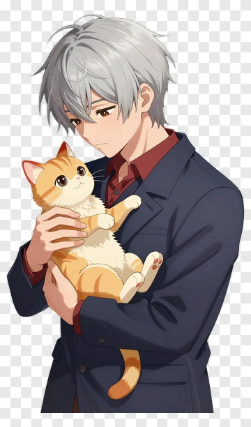 Young Man Holding An Orange Cat PNG