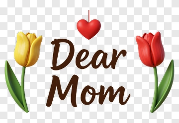 Dear Mom With Colorful Tulips PNG