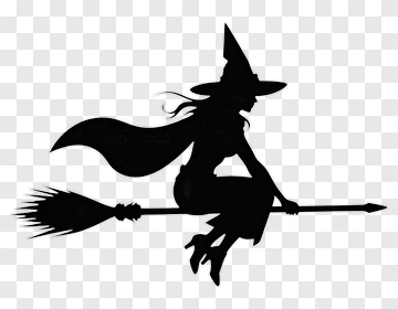 Silhouette Witch Flying On A Broomstick PNG