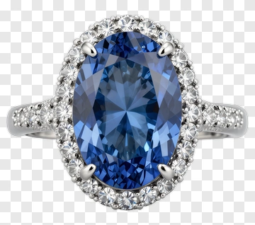Blue Oval Gemstone Ring PNG