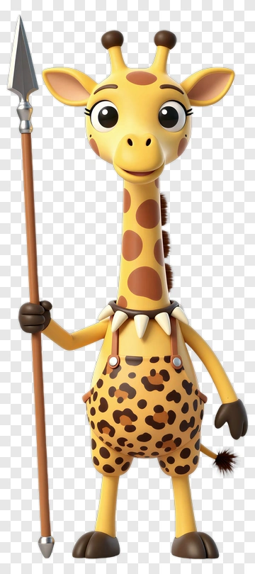 Cartoon Giraffe Holding A Spear PNG