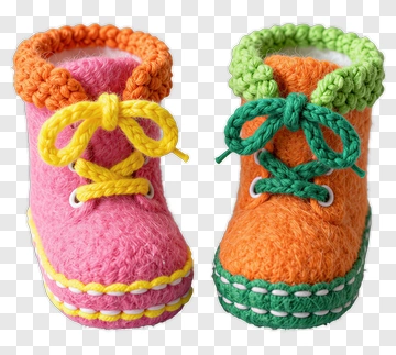 Colorful Felt Baby Booties PNG