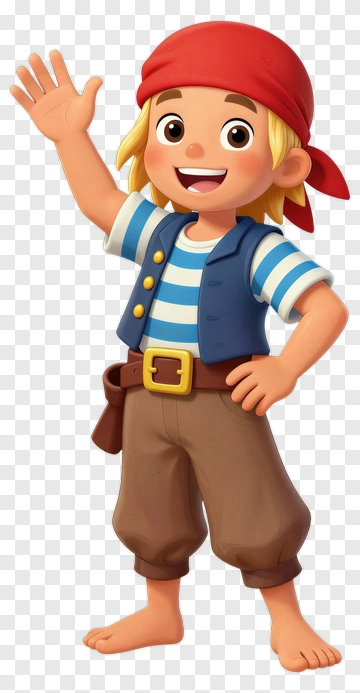Cartoon Pirate Boy Waving PNG