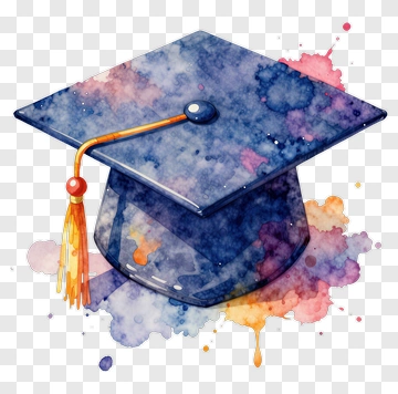 Watercolor Graduation Cap With Colorful Splash Background PNG