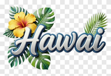 Hawaiian Floral Design With Hibiscus And Leaves PNG