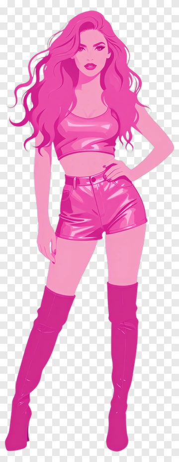 Fashionable Woman In Pink Outfit PNG