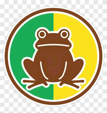 Frog Icon With Green And Yellow Background PNG