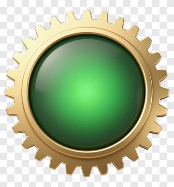 Gold Gear With Green Center PNG