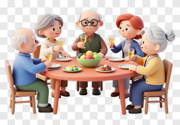 Cartoon Family Gathering Around A Table PNG